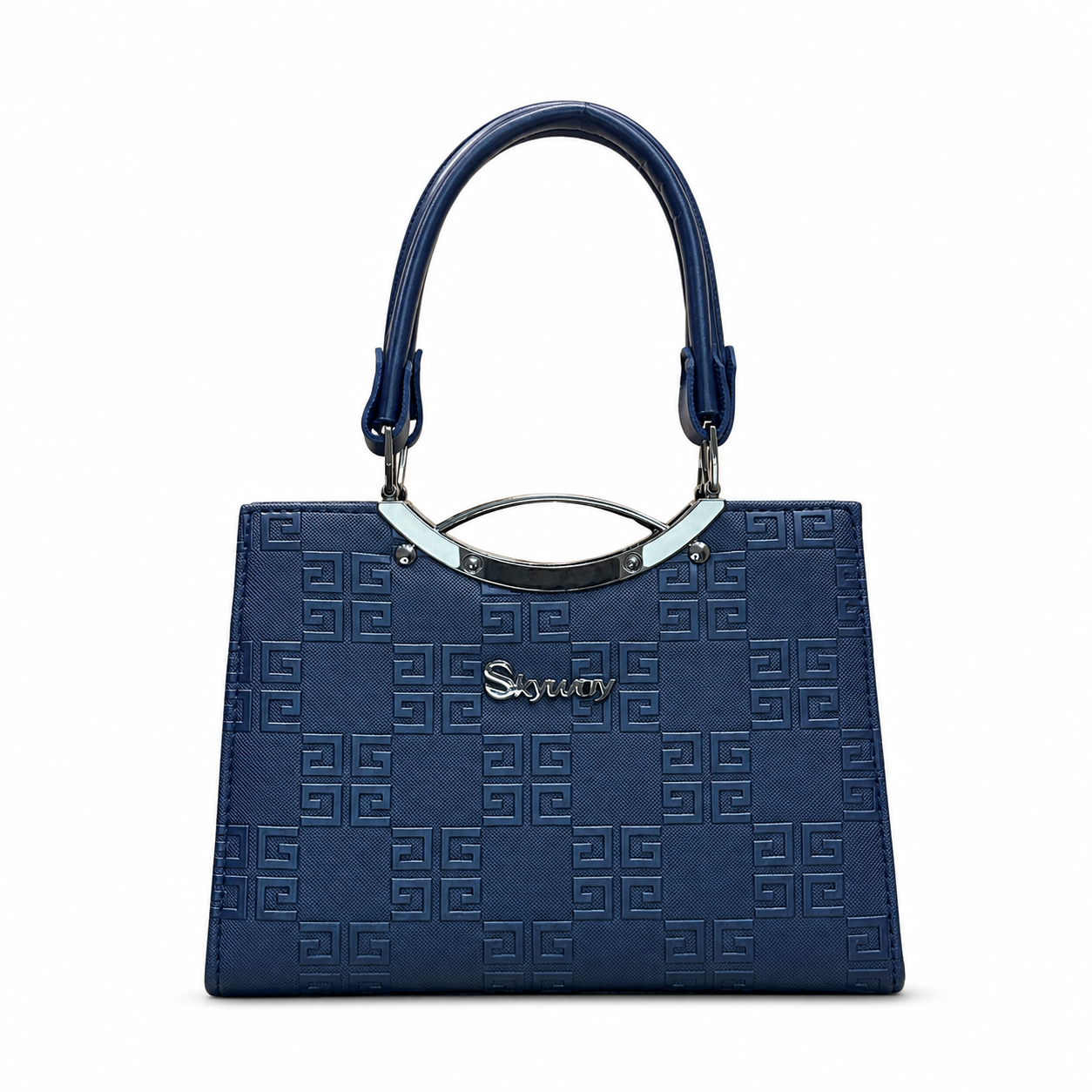 Geometric Embossed Double-Handle Handbag