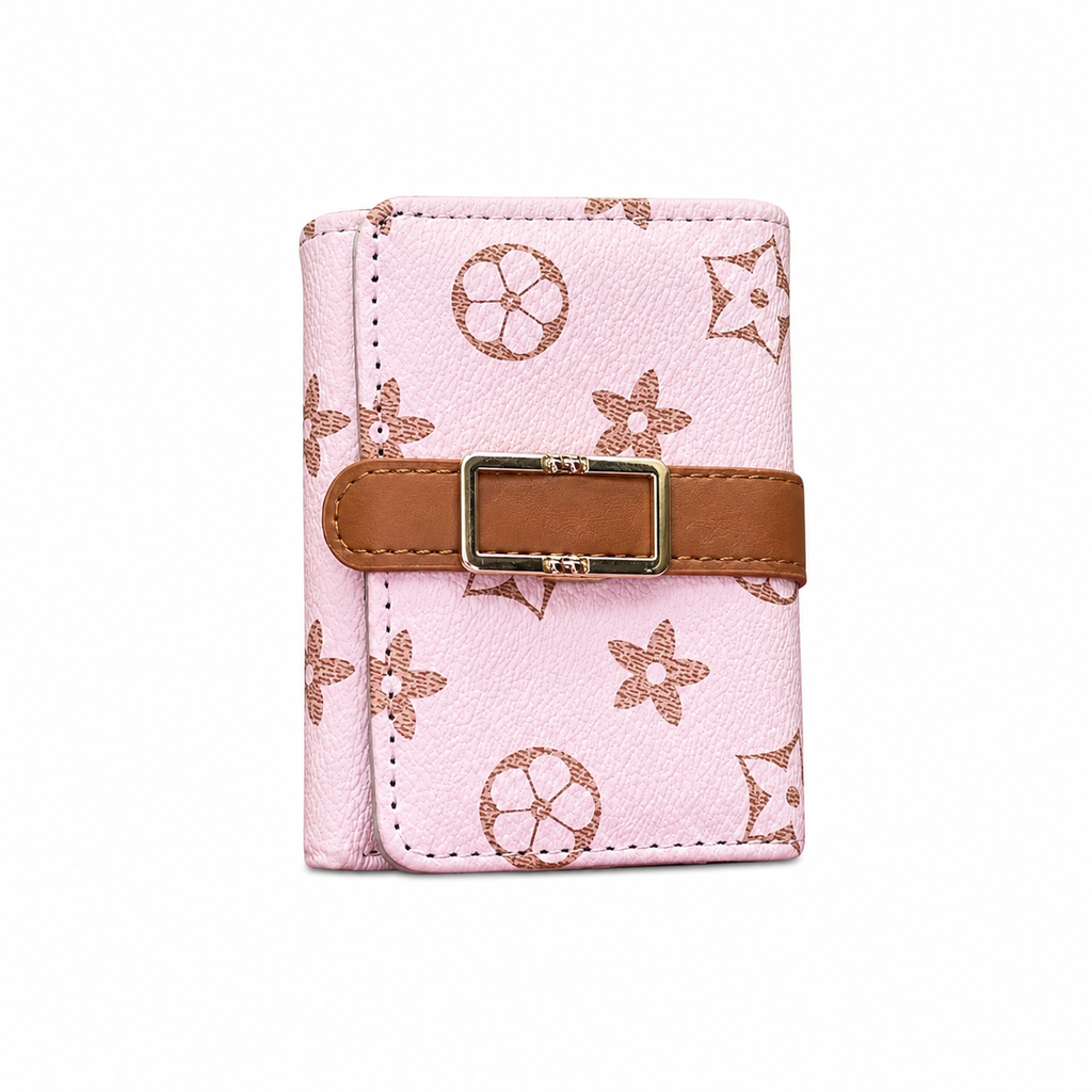Compact Check-Pattern Buckle Wallet