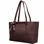 Structured Embossed Tote Bag with Scarf Accent