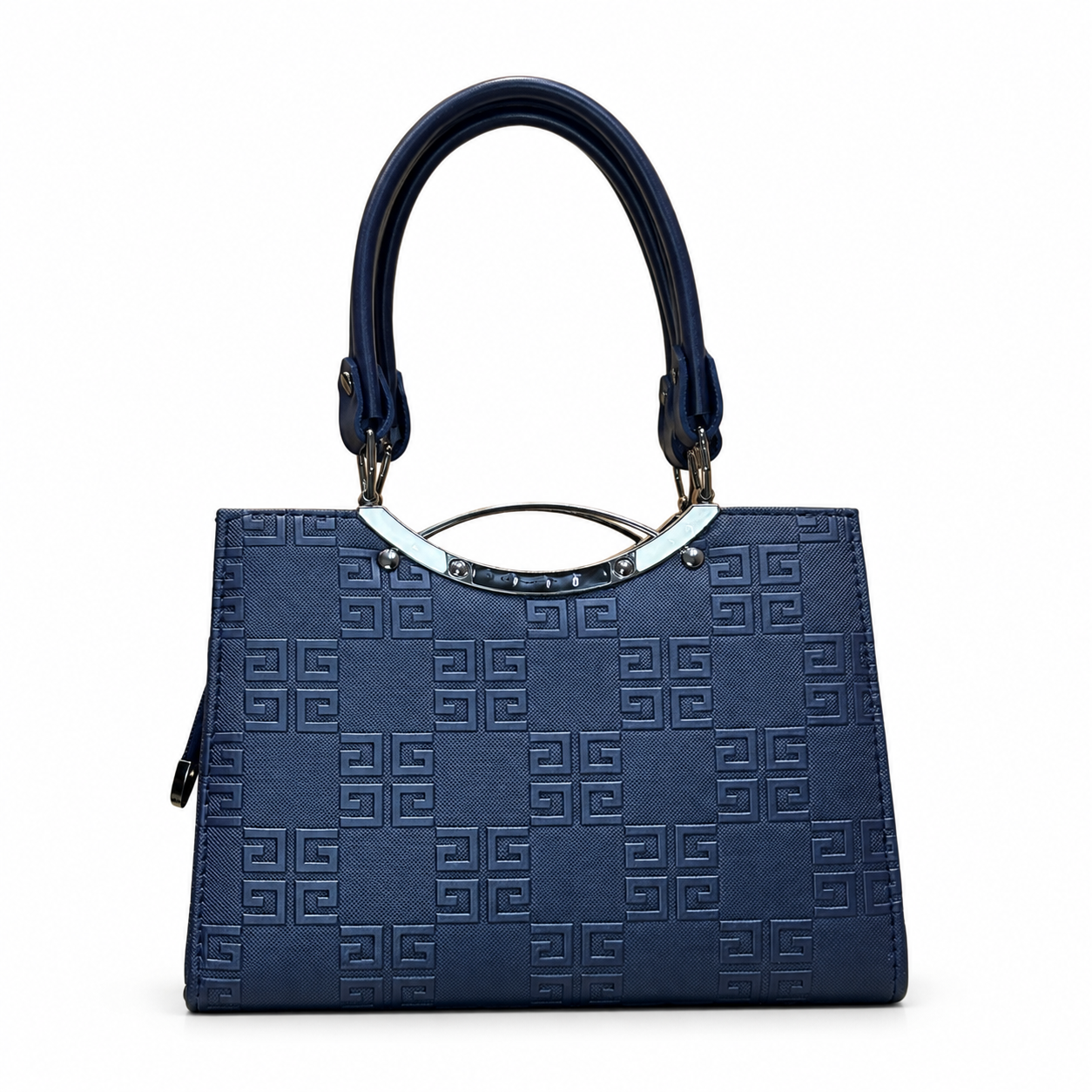 Geometric Embossed Double-Handle Handbag