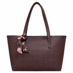 Structured Embossed Tote Bag with Scarf Accent
