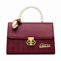 Pearl-Handle Scarf-Accent Handbag