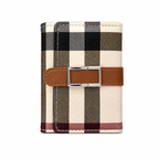 Compact Check-Pattern Buckle Wallet