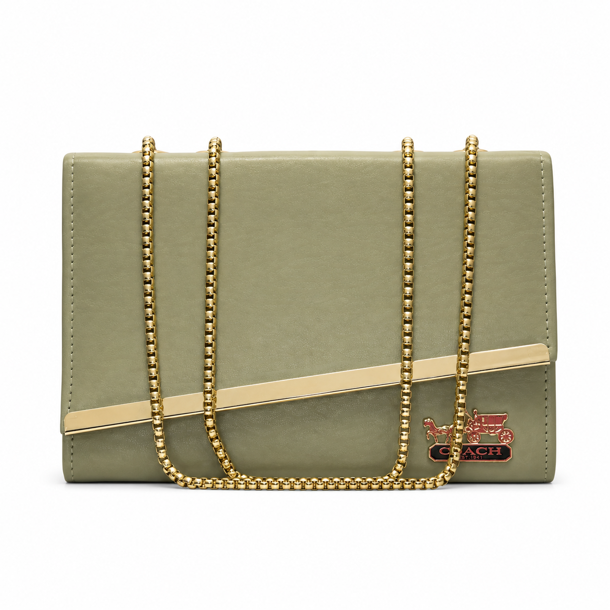 Diagonal-Bar Chain Flap Shoulder Bag