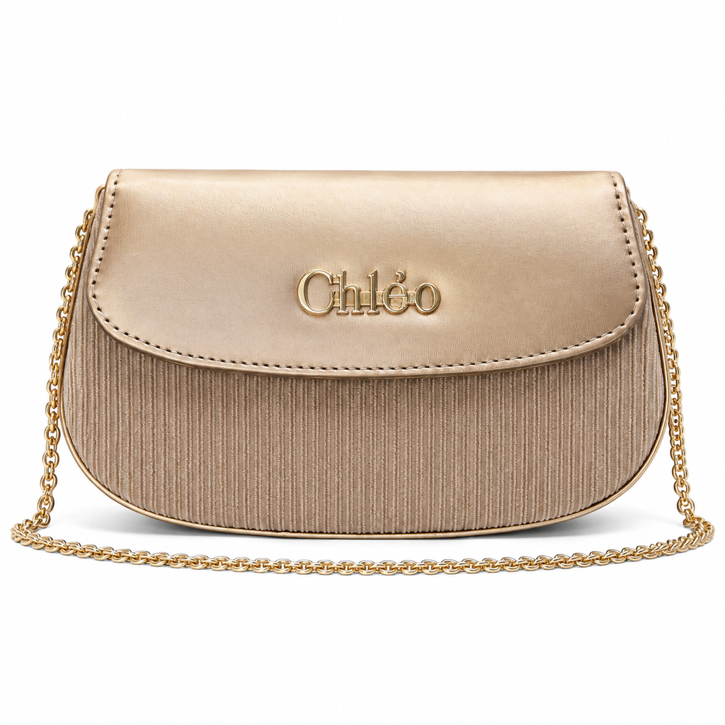 Pleated Textured Flap Chain Shoulder Bag