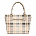 Classic Check-Pattern Structured Tote Bag