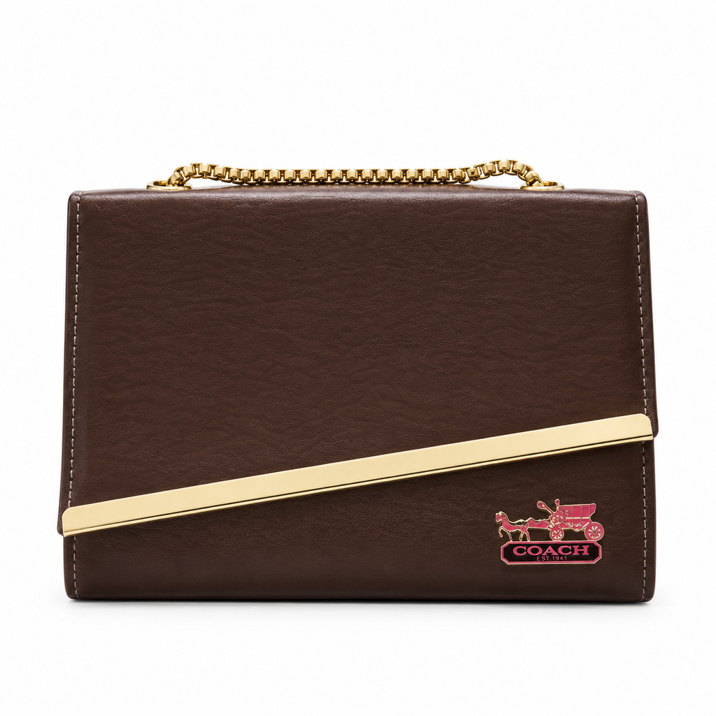Diagonal-Bar Chain Flap Shoulder Bag