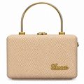 Textured Box Handbag with Top Handle and Chain Strap