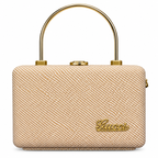 Textured Box Handbag with Top Handle and Chain Strap