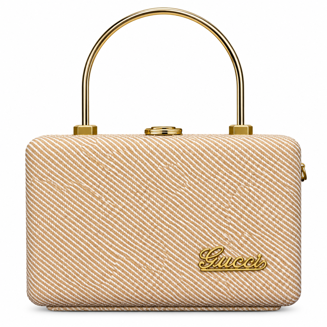 Textured Box Handbag with Top Handle and Chain Strap