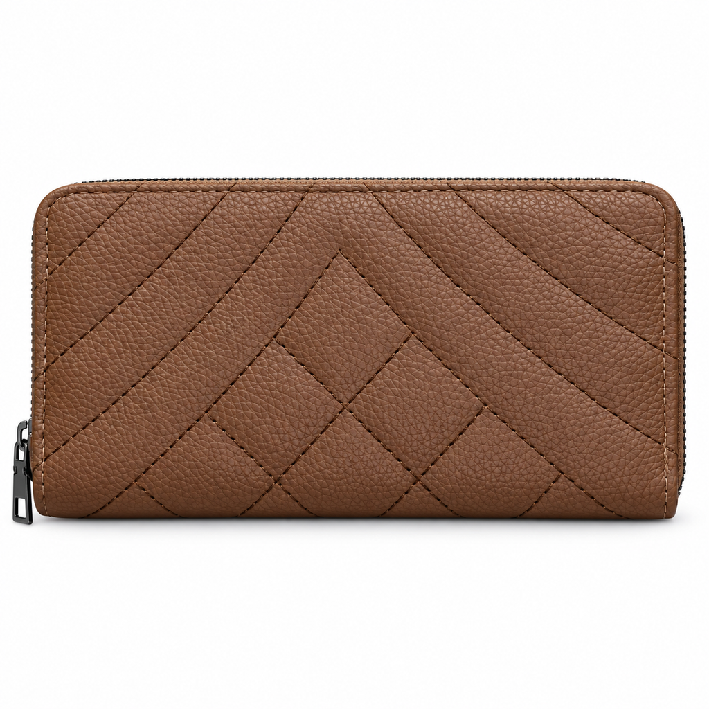 Diamond-Quilted Zipper Wallet
