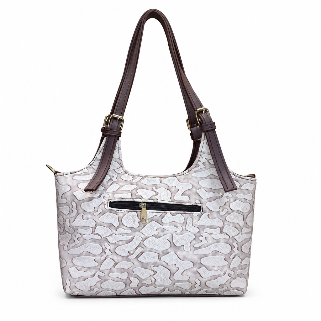 Structured Embossed Shoulder Tote Bag