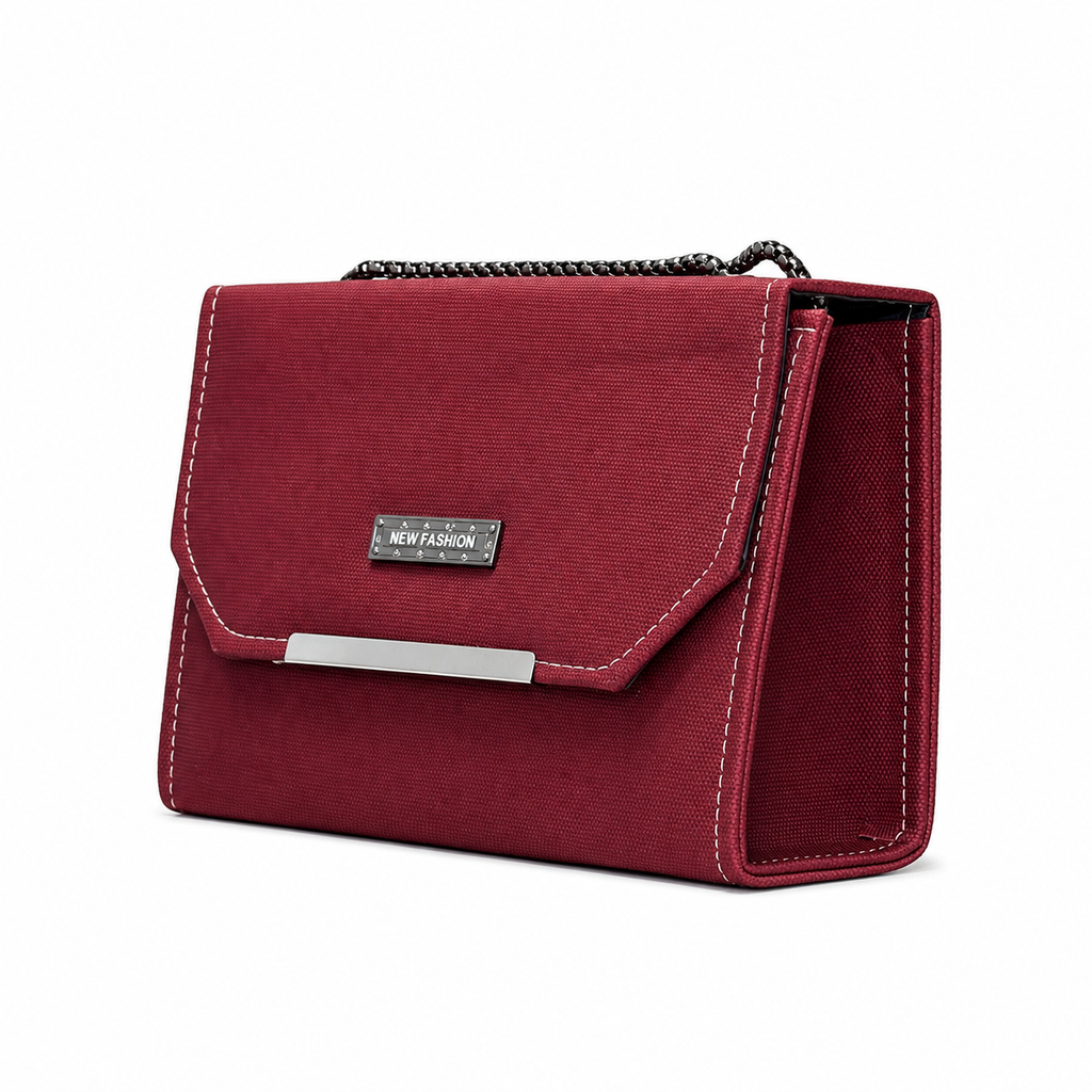 Textured Double-Chain Flap Shoulder Bag