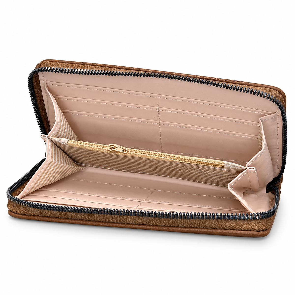 Diamond-Quilted Zipper Wallet