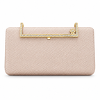 Textured Crystal-Frame Hard-Case Clutch