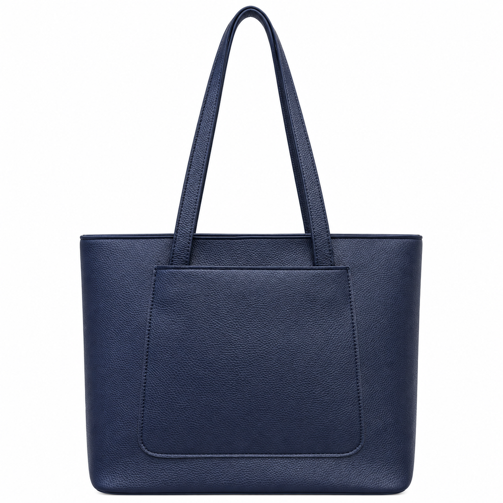 Structured Textured Shoulder Tote with Front Pocket