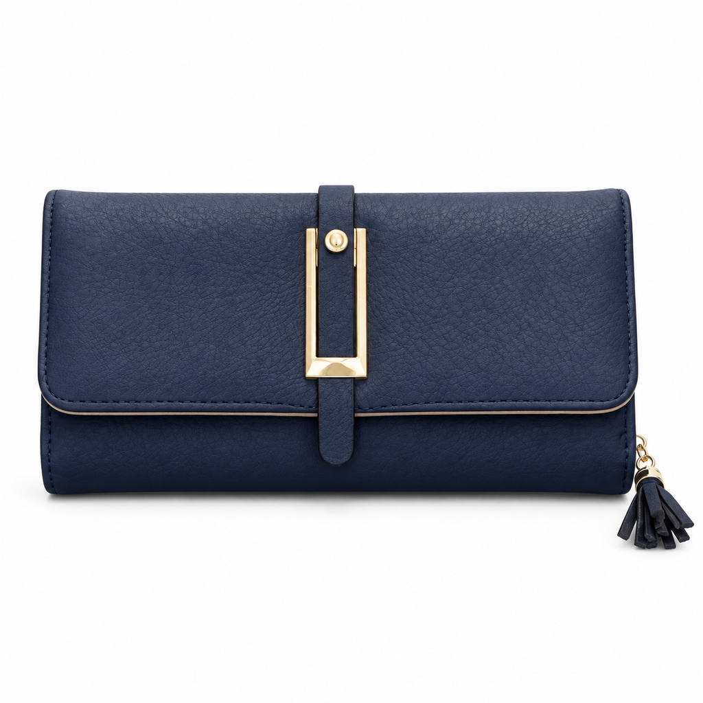 Textured Flap Clutch Wallet with Tassel Detail