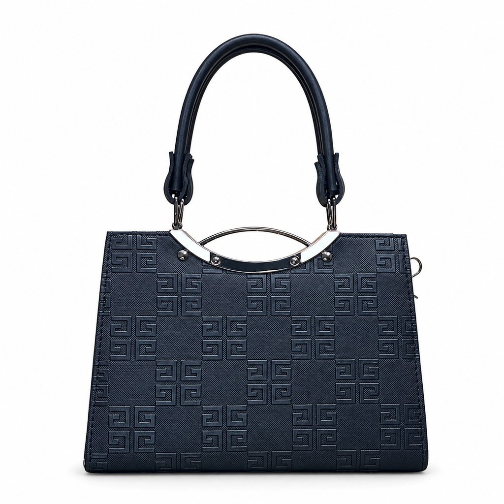 Geometric Embossed Double-Handle Handbag