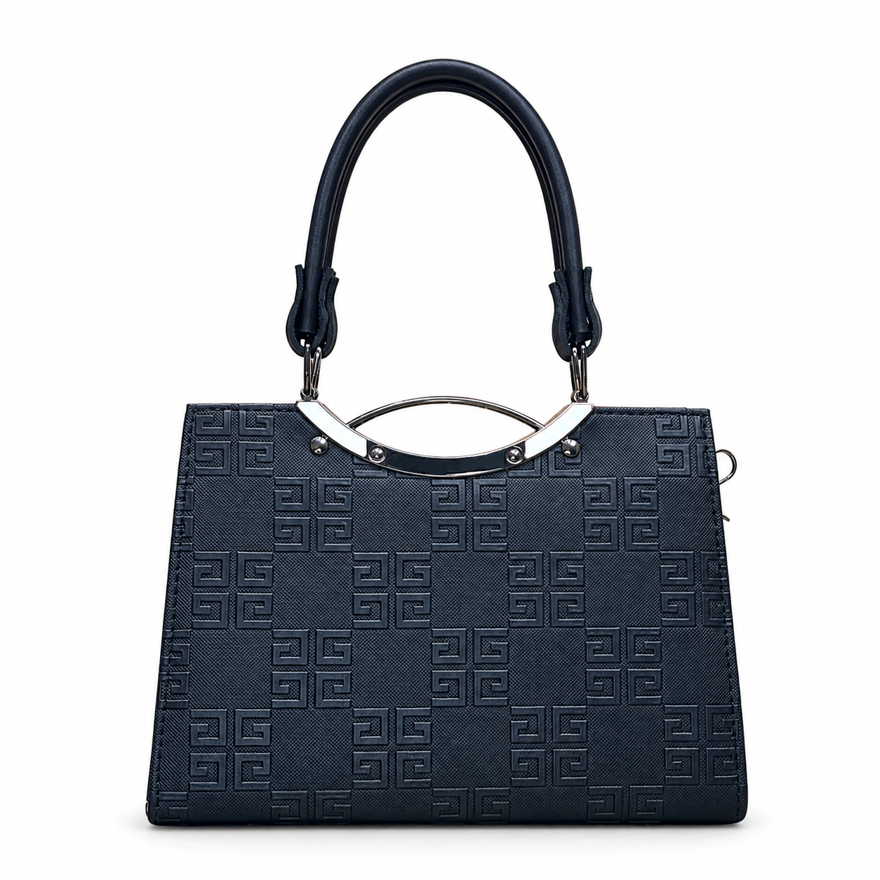 Geometric Embossed Double-Handle Handbag