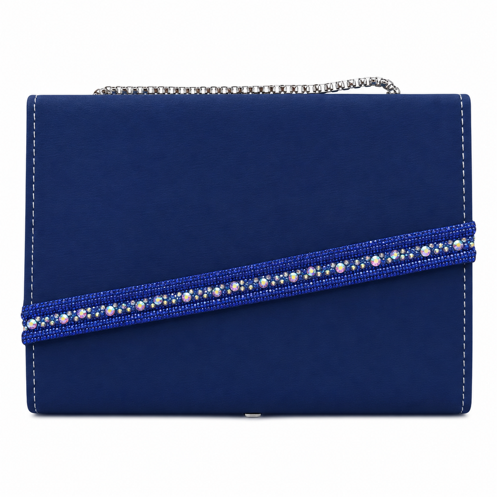 Crystal-Detail Envelope Chain Shoulder Bag