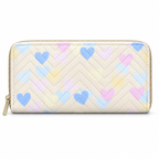 Quilted Heart-Pattern Zipper Pouch