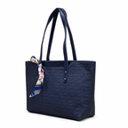 Structured Embossed Tote Bag with Scarf Accent