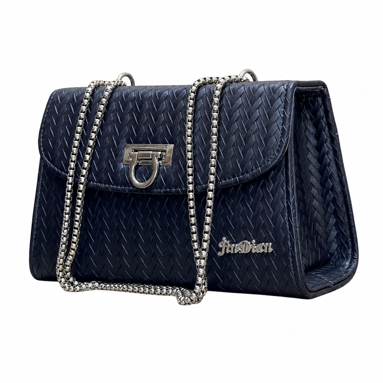 Chevron Embossed Chain Shoulder Bag
