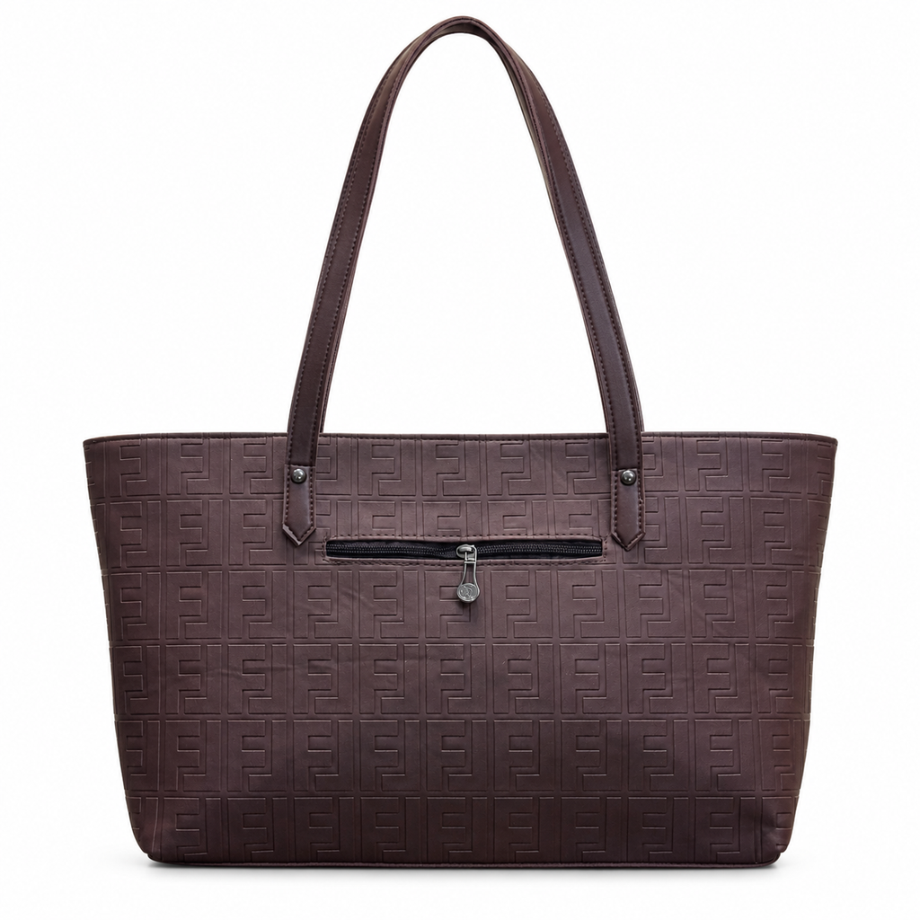 Structured Embossed Tote Bag with Scarf Accent