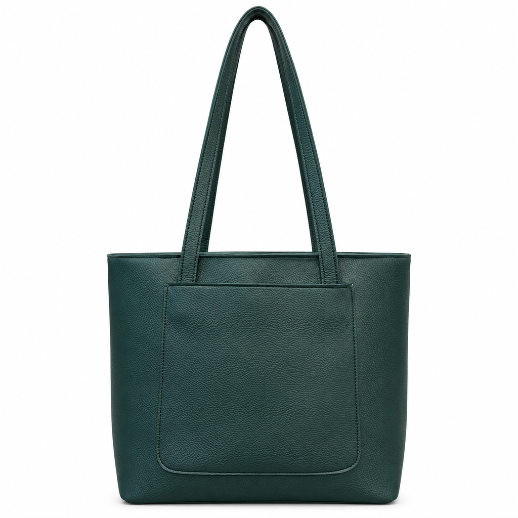 Structured Textured Shoulder Tote with Front Pocket