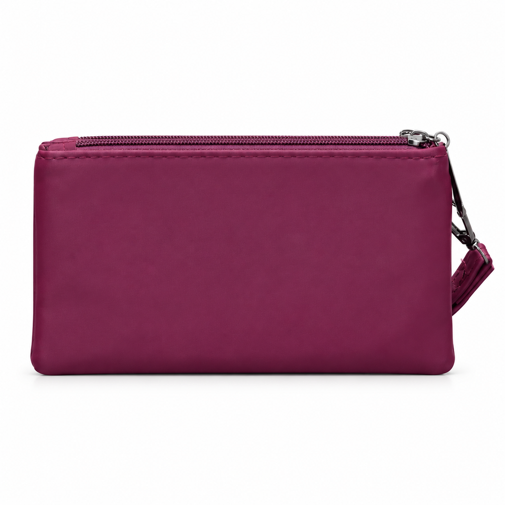 Quilted Double-Zipper Wristlet Pouch