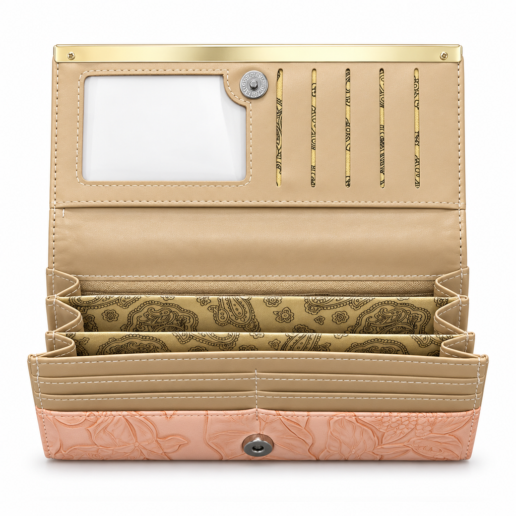 Floral Embossed Frame Clutch