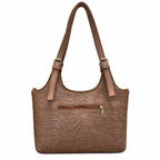 Structured Embossed Shoulder Tote Bag