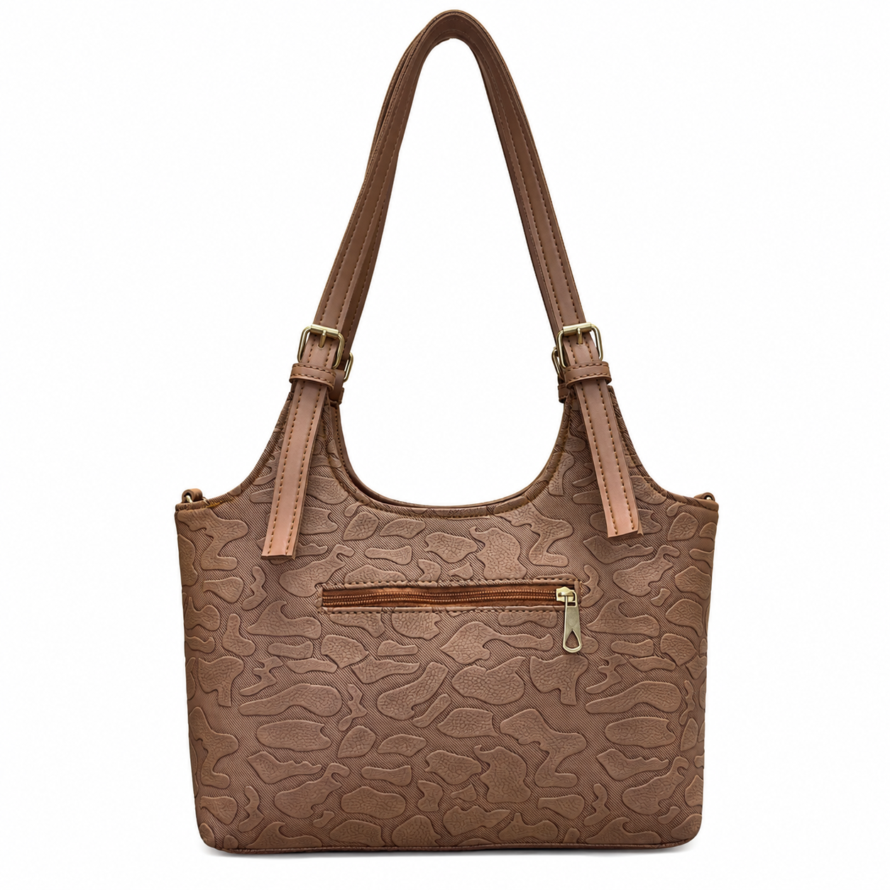 Structured Embossed Shoulder Tote Bag