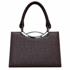 Geometric Embossed Double-Handle Handbag