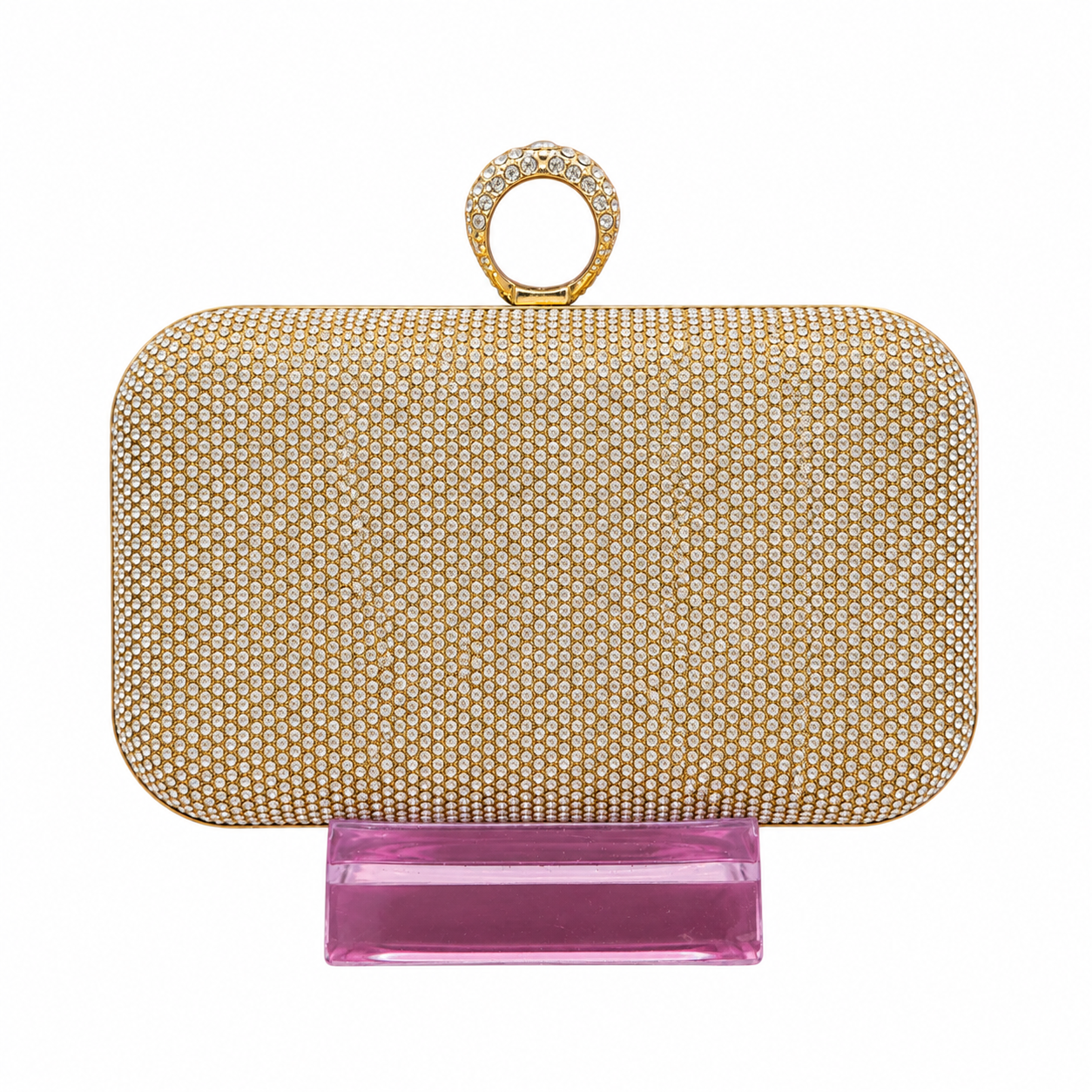 Crystal Mesh Ring-Handle Clutch