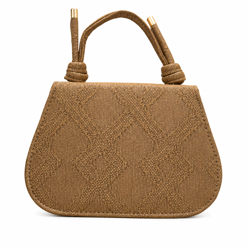 Textured Top-Handle Handbag with Scarf Accent