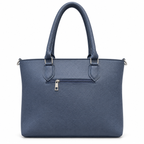 Pebbled-Texture Structured Front-Pocket Tote Bag
