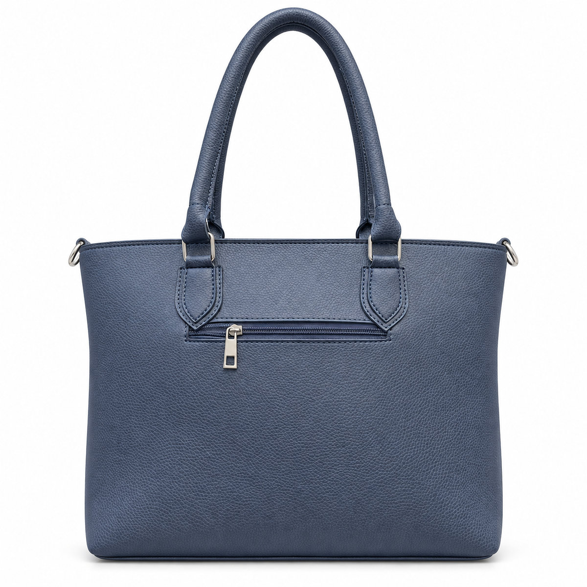 Pebbled-Texture Structured Front-Pocket Tote Bag