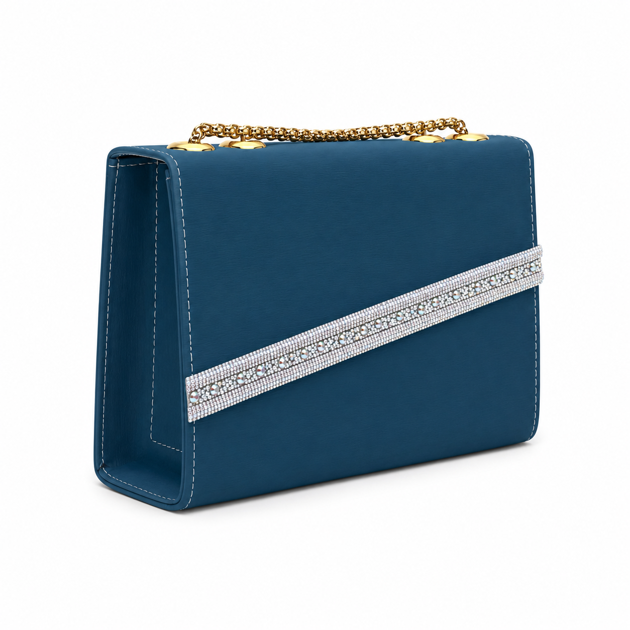 Crystal-Detail Envelope Chain Shoulder Bag