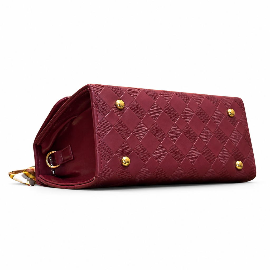 Pearl-Handle Scarf-Accent Handbag