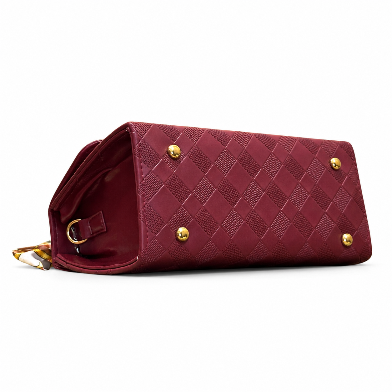 Pearl-Handle Scarf-Accent Handbag