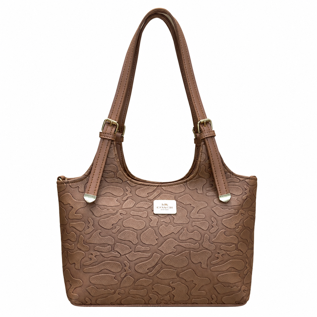 Structured Embossed Shoulder Tote Bag