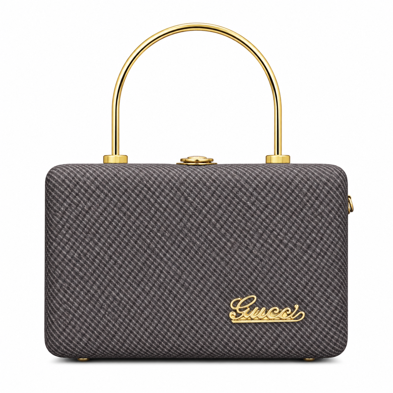 Textured Box Handbag with Top Handle and Chain Strap