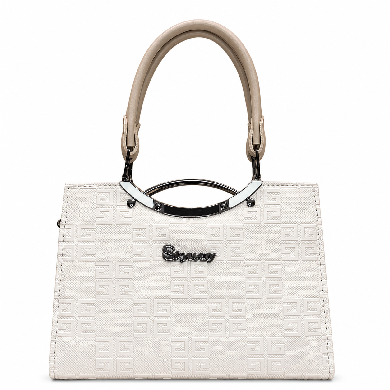 Geometric Embossed Double-Handle Handbag