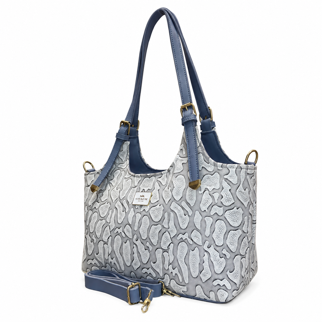 Structured Embossed Shoulder Tote Bag