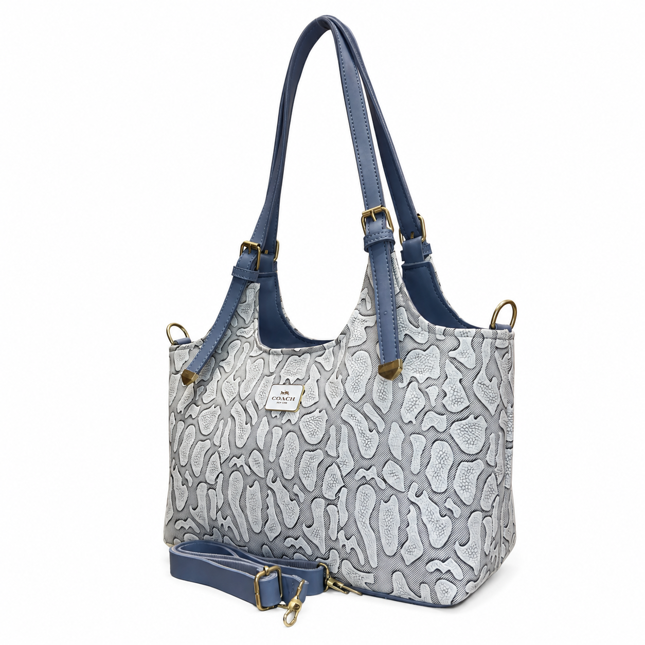 Structured Embossed Shoulder Tote Bag