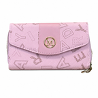 All-Over Letter-Pattern Flap Clutch