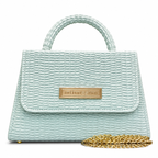 Wavy-Texture Top-Handle Handbag with Chain Strap