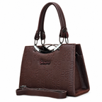 Geometric Embossed Double-Handle Handbag