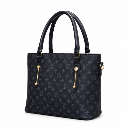 All-Over Patterned Structured Tote Bag